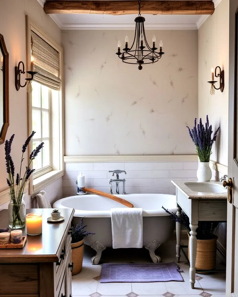 French lavender scented candles in bathroom
