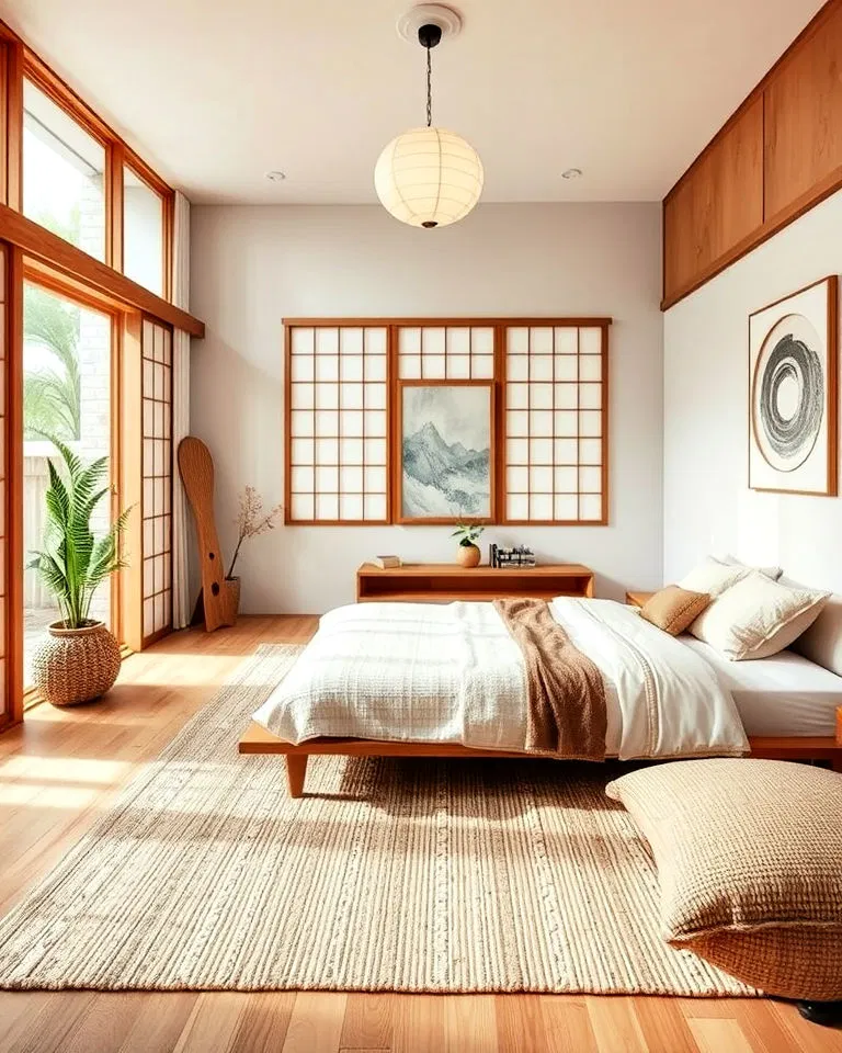 Textured rugs and mats in Japandi interiors