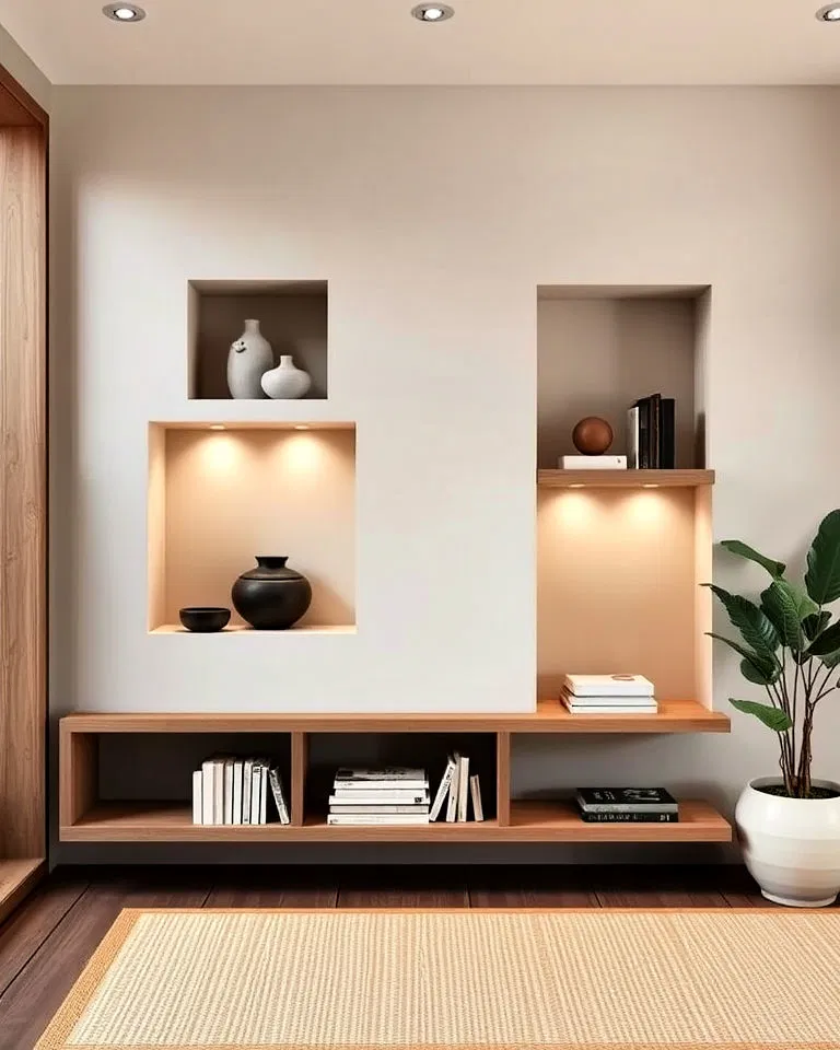 Wall niches in Japandi interiors