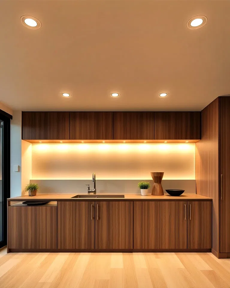 Recessed lighting in Japandi interiors