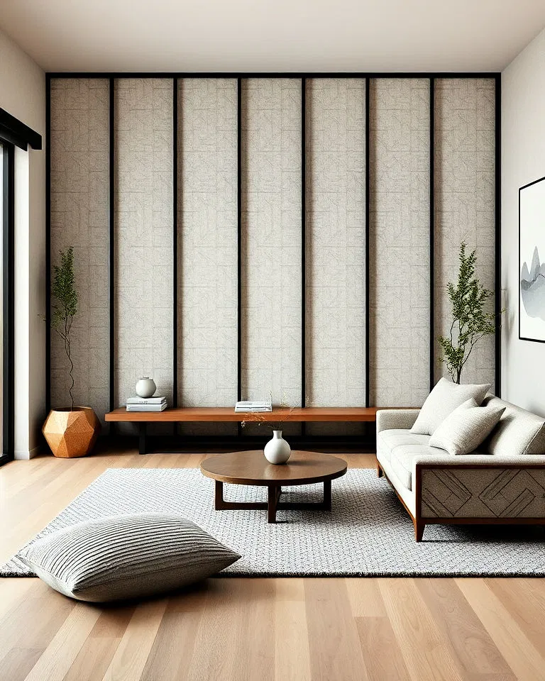 Simple geometric patterns in Japandi interiors