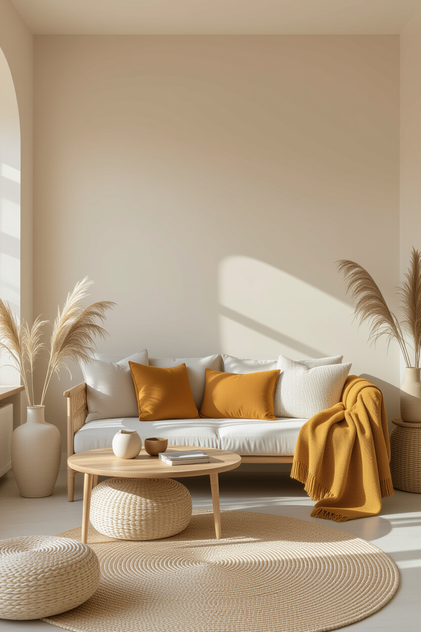 Cozy Beige Living Room Walls