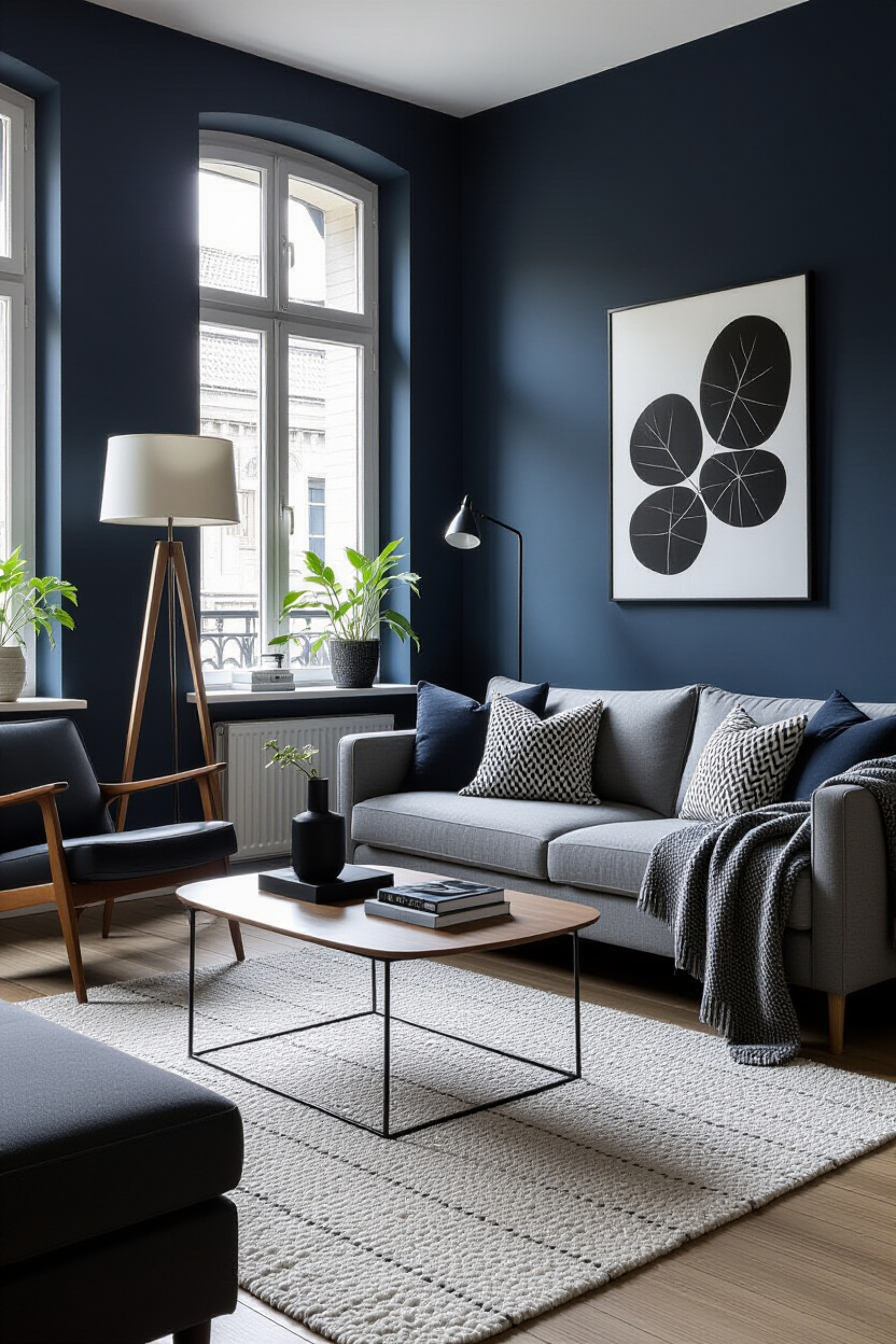 Black and White Living Room Walls