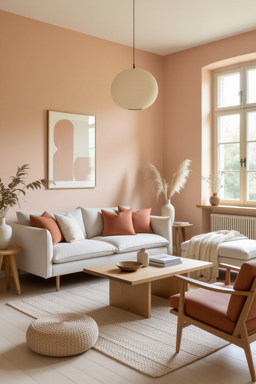 Peach Living Room Walls