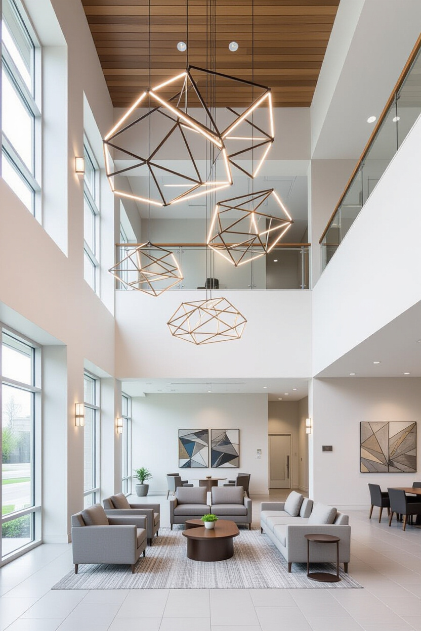 geometric industrial lighting fixture