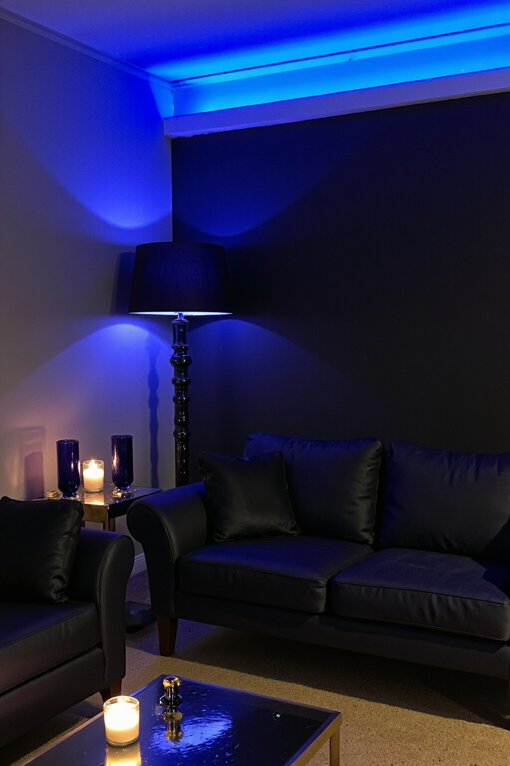 cozy living room lighting, cozy lighting living room, ambient lighting living room, mood lighting living room, minimal beige living room