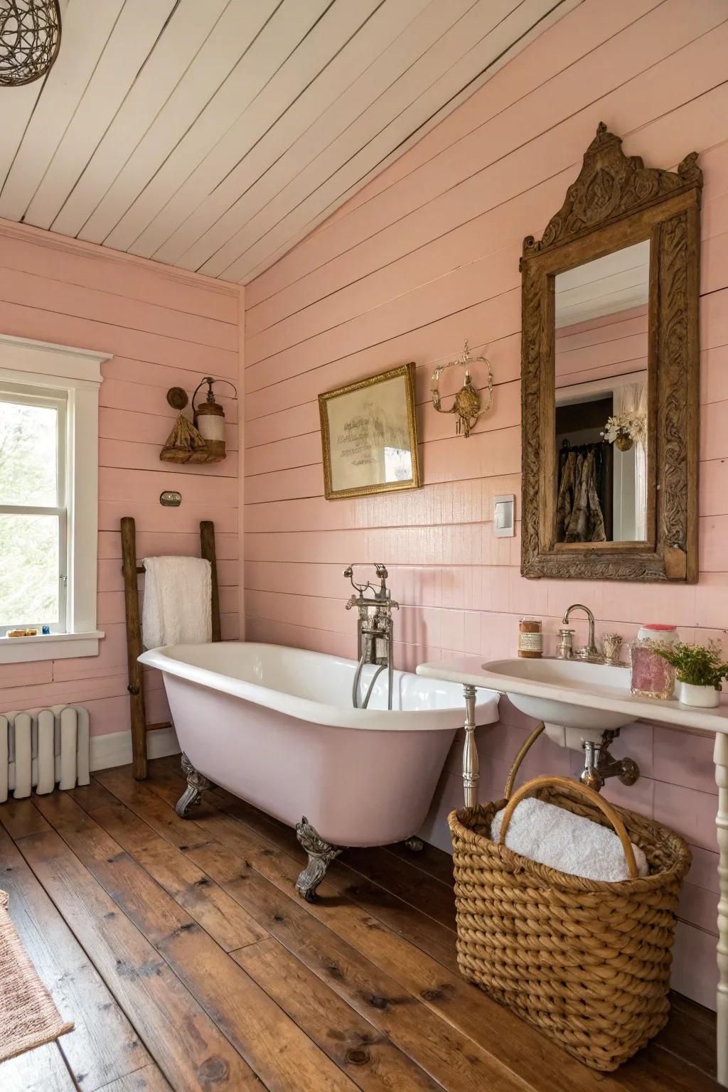 Rustic pink shiplap walls