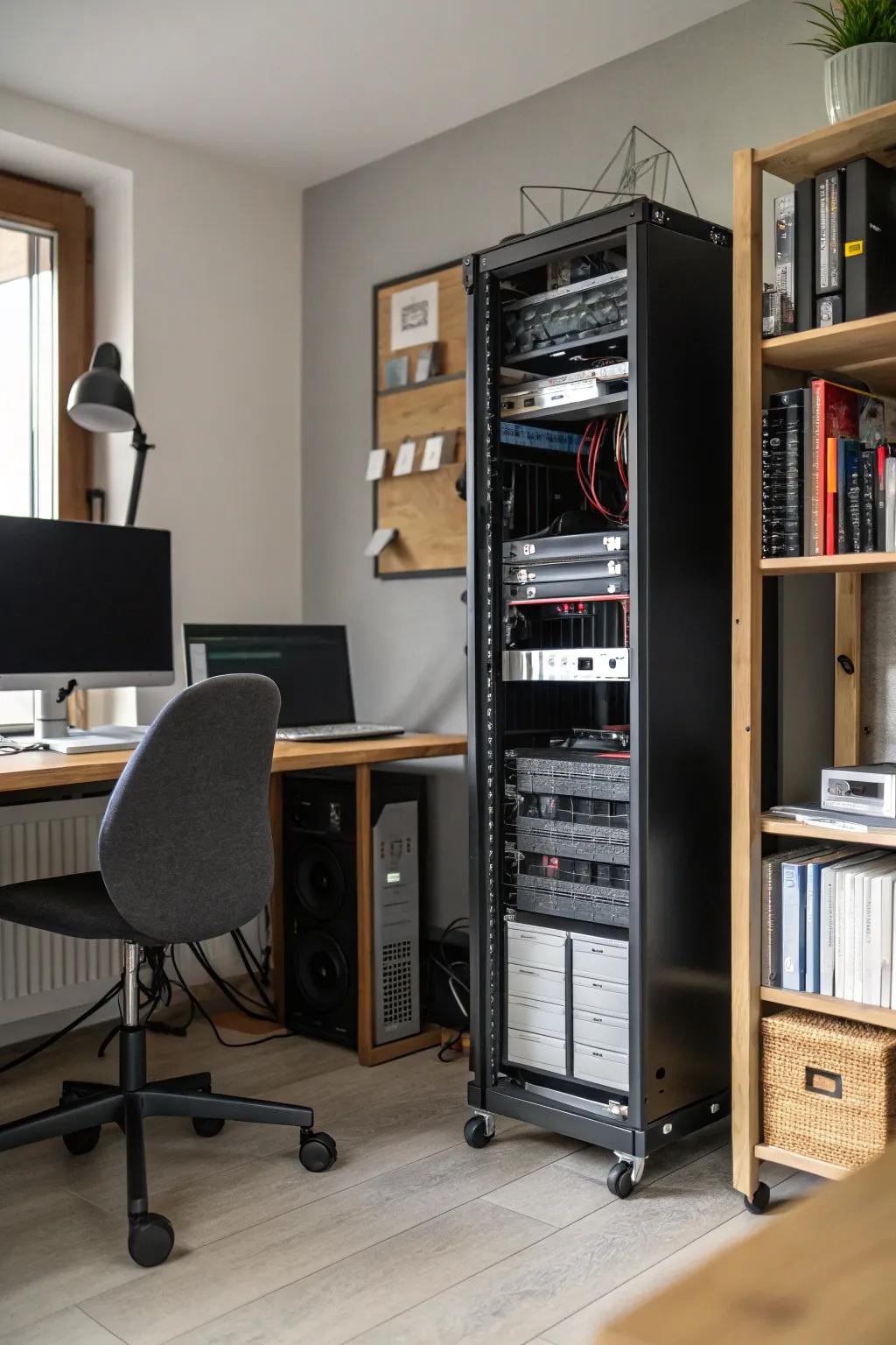 Easily relocate your network gear with a rolling rack.